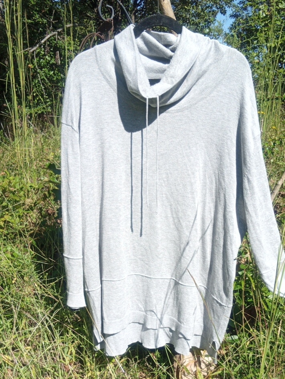 Light Gray Cowl Neck Tunic Sweater